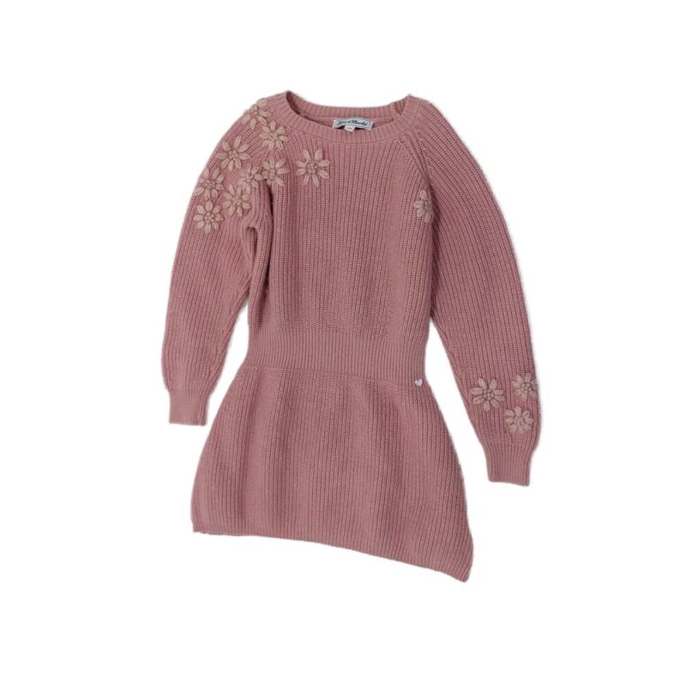 Tartine et Chocolat Childrens Girls A Line Sweater Dress Pink Cotton Size 10